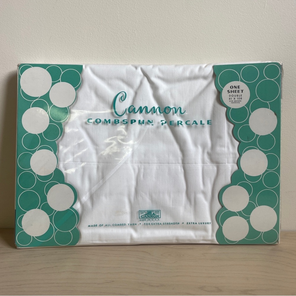 Vintage NEW Cannon White Percale Sheet - Double